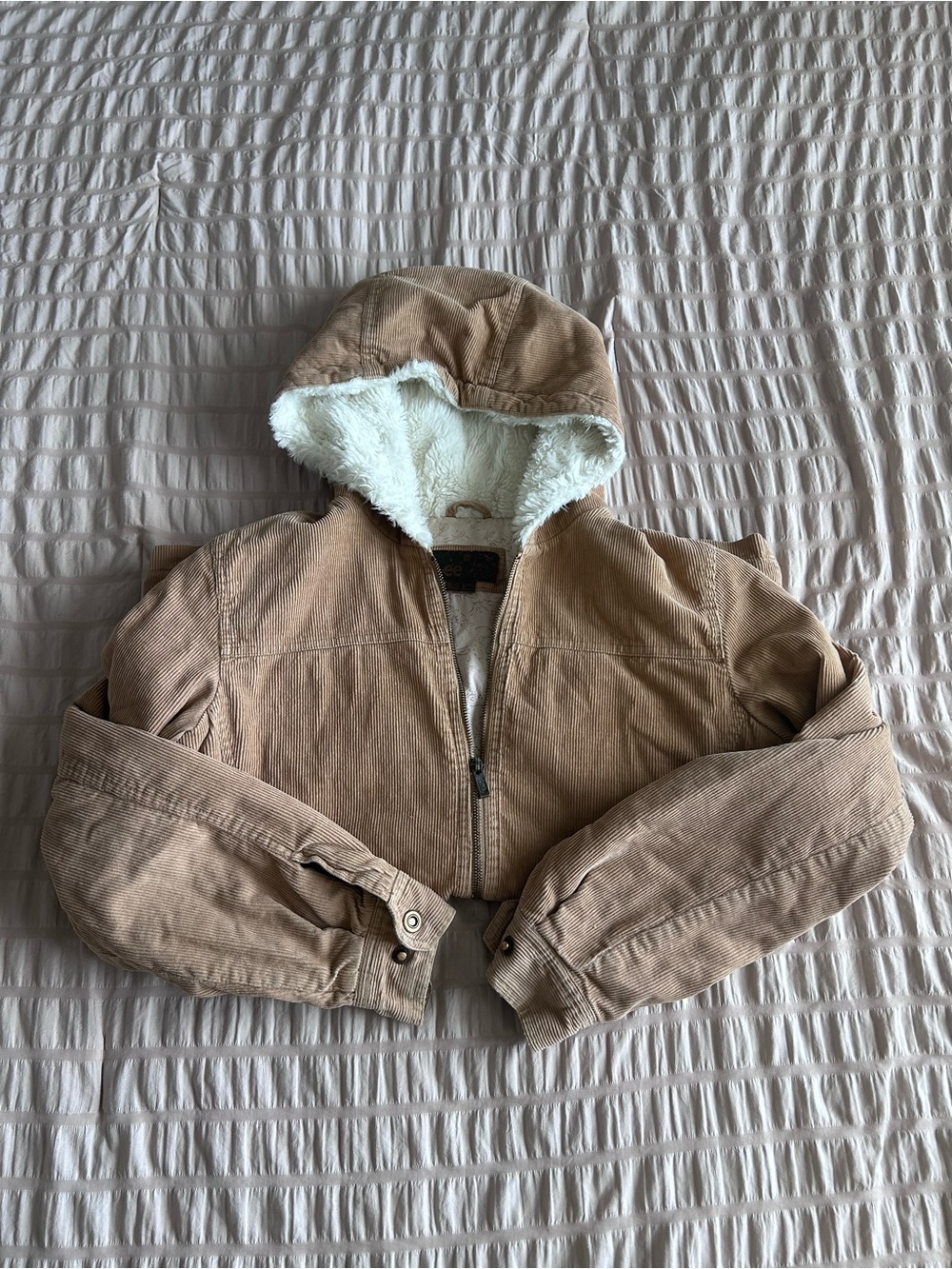 Lee Tan Corduroy Full Zip Hooded Jacket w/ Pockets (L)